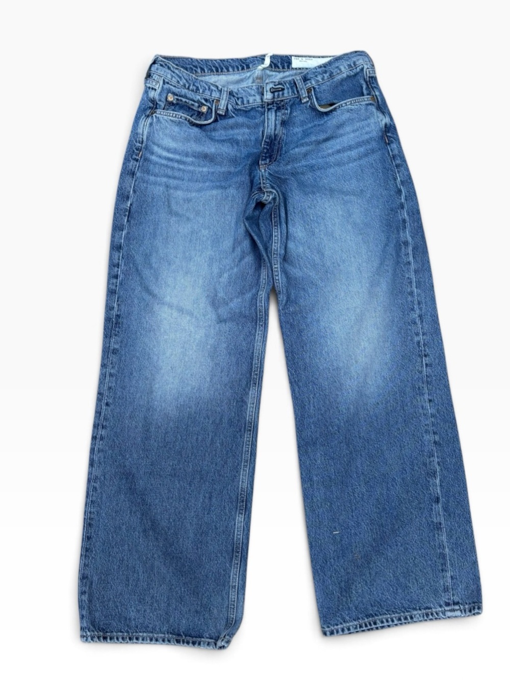 Rag & Bone Saige Low-Rise Relaxed Straight Blue Wide-Leg Jeans